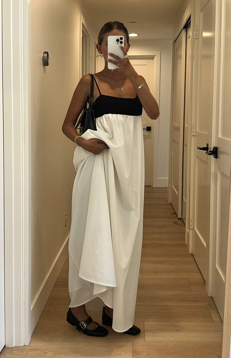 Akari White Contrast Maxi Dress — 11