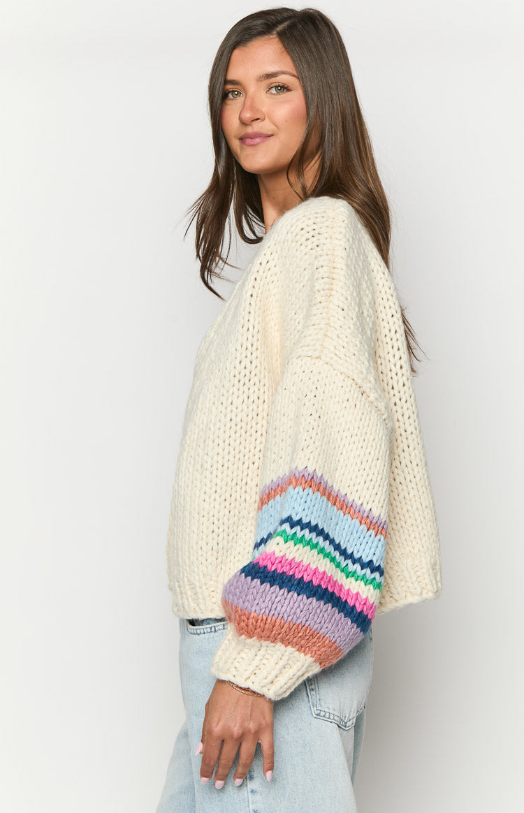 Bad Habits Cream Multi Knit Cardigan — 5