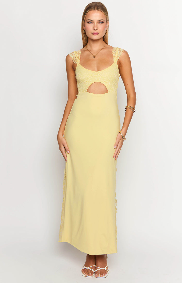 Tiana Yellow Lace Maxi Dress — 1