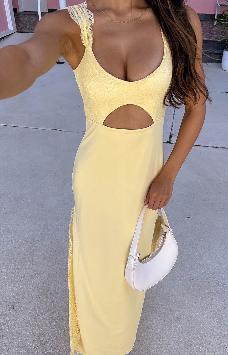 Tiana Yellow Lace Maxi Dress — 11