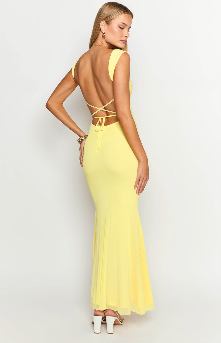 Beverley Yellow Mesh Maxi Dress — 5