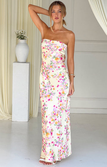 Maiah Yellow Bloom Maxi Dress — 1