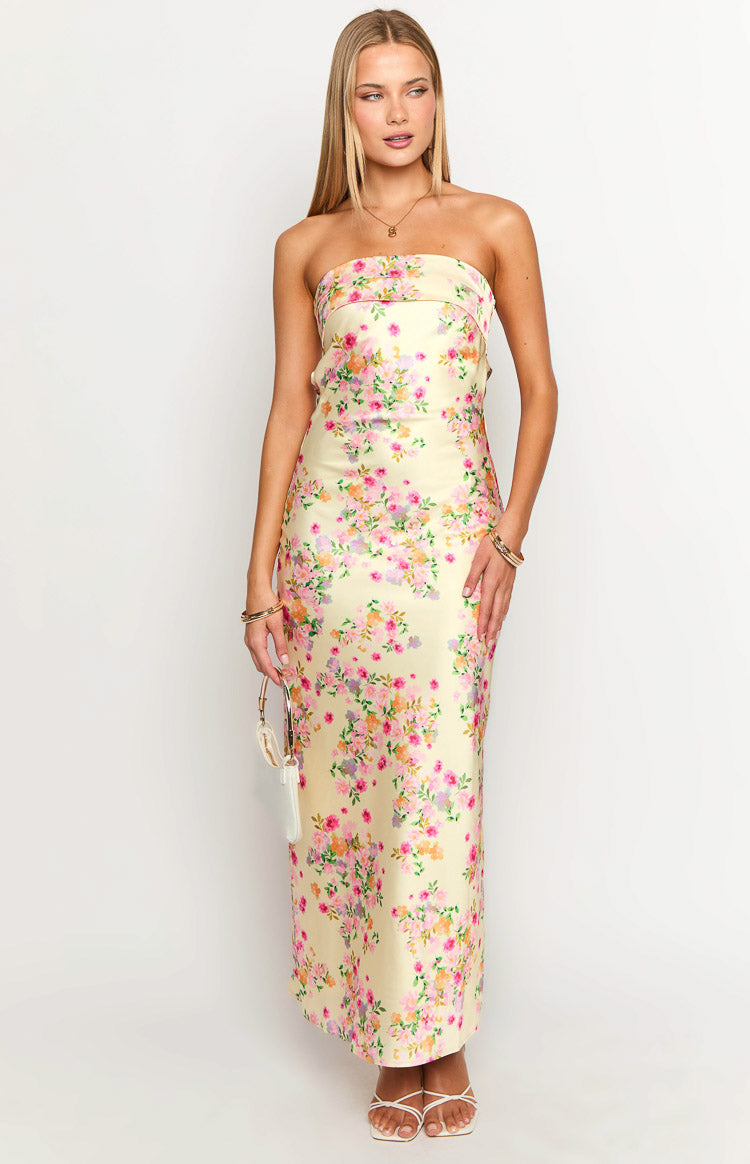 Maiah Yellow Bloom Maxi Dress — 15