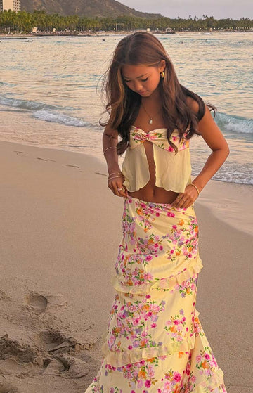 Saldana Yellow Bloom Maxi Skirt — 1