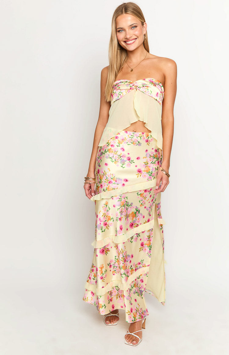 Saldana Yellow Bloom Maxi Skirt — 2