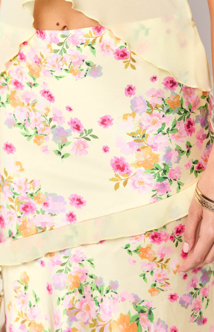 Saldana Yellow Bloom Maxi Skirt — 8