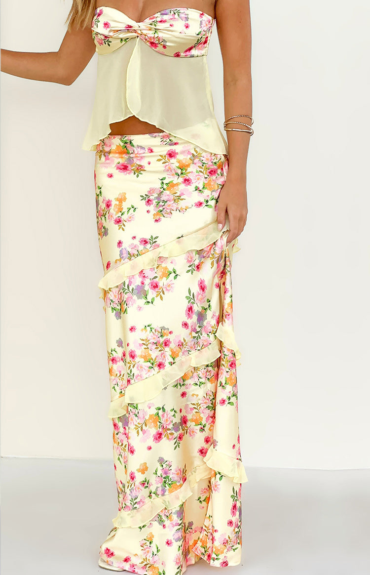Saldana Yellow Bloom Maxi Skirt — 9