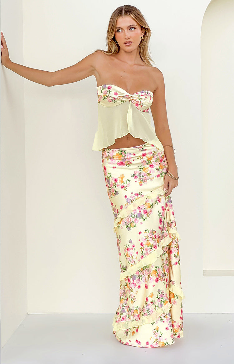 Saldana Yellow Bloom Maxi Skirt — 10