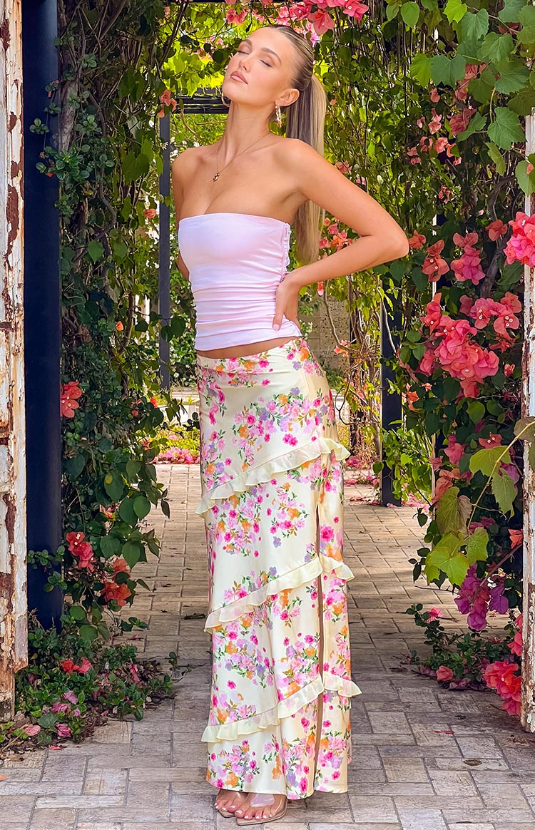 Saldana Yellow Bloom Maxi Skirt — 14