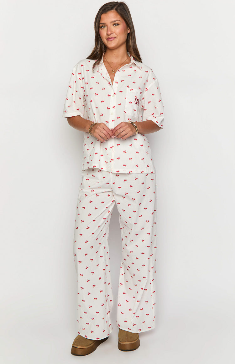 Alexea Cherry Print Pajama Shirt — 3