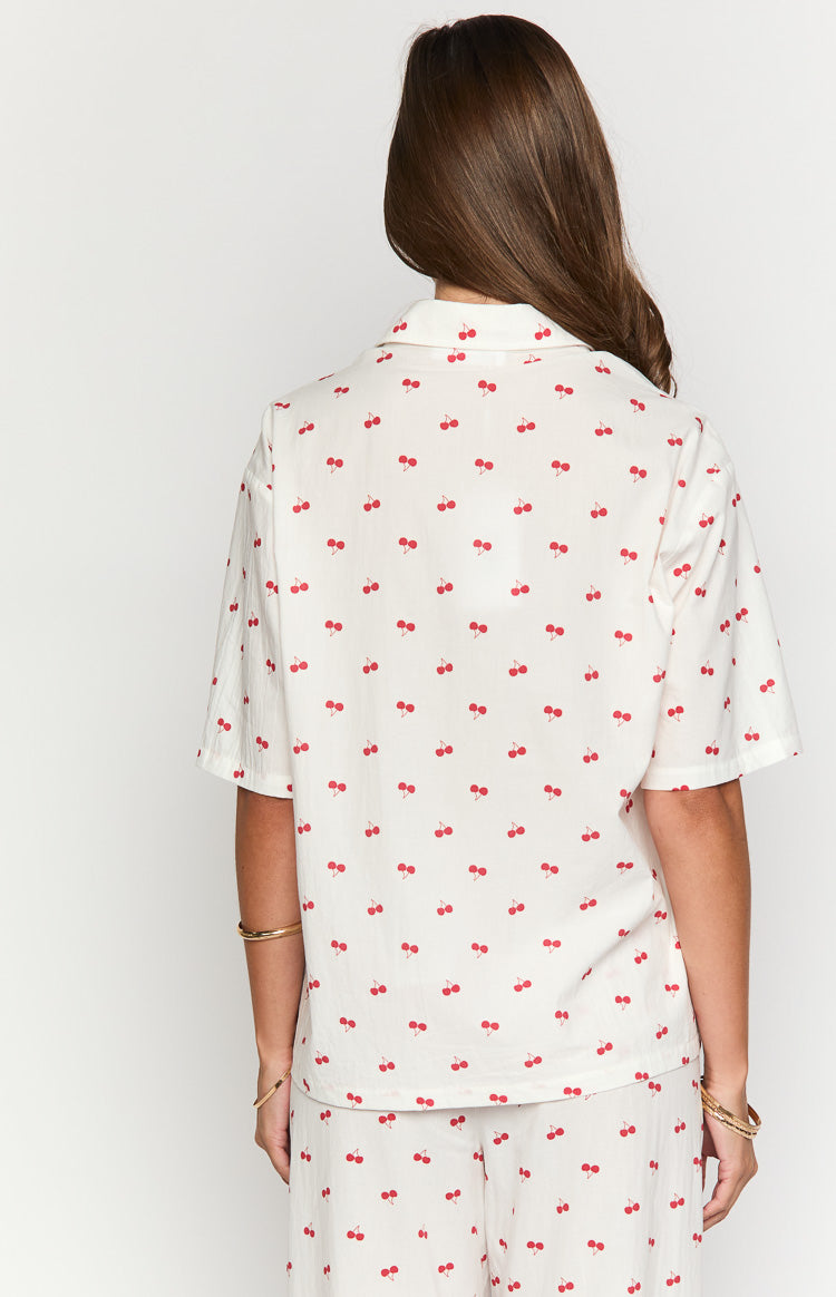 Alexea Cherry Print Pajama Shirt — 5