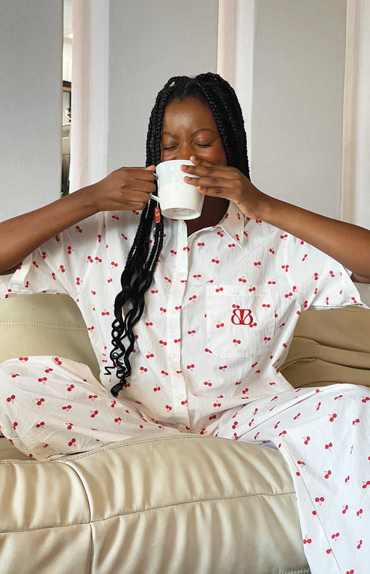 Alexea Cherry Print Pajama Shirt — 6