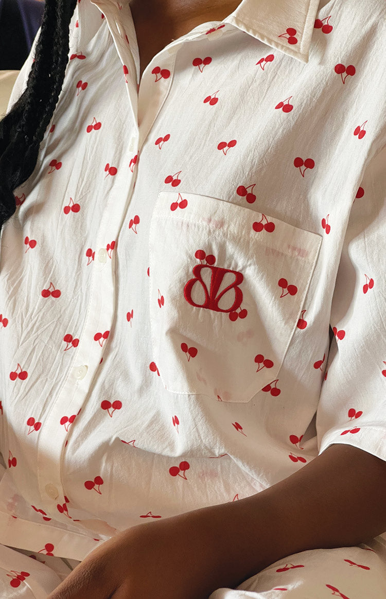 Alexea Cherry Print Pajama Shirt — 7