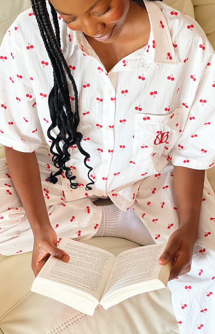 Alexea Cherry Print Pajama Shirt — 8