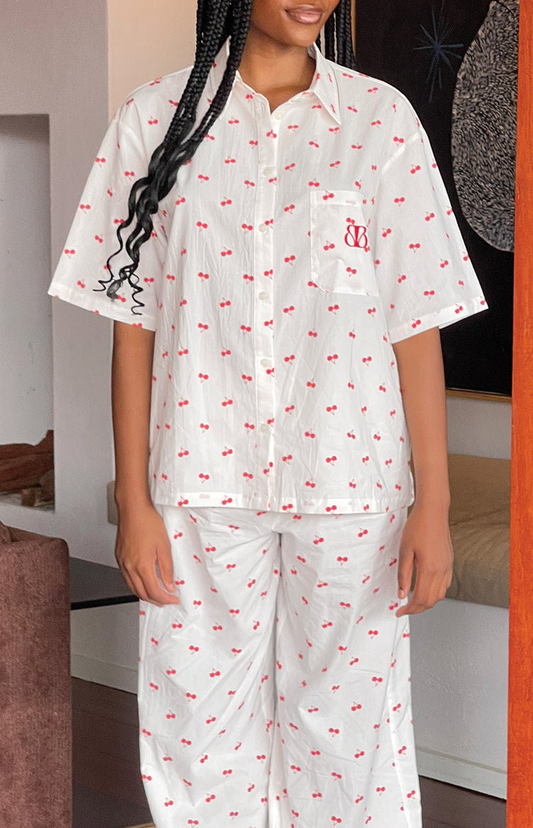 Alexea Cherry Print Pajama Shirt — 10
