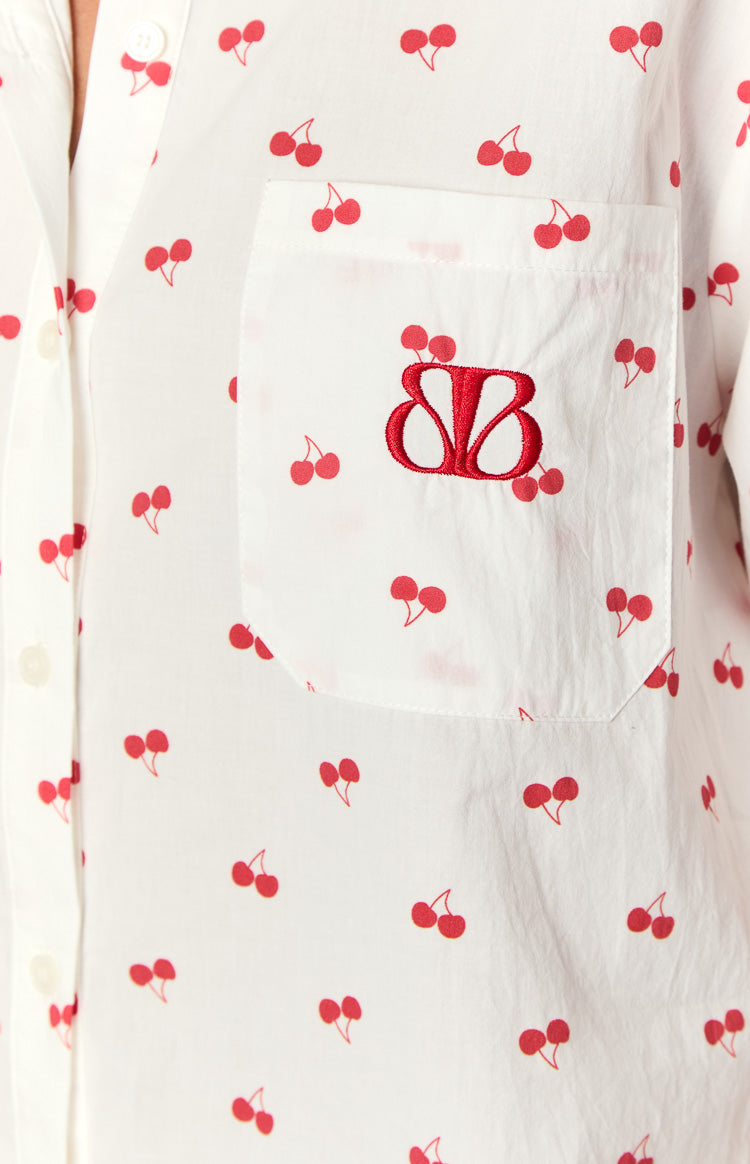 Alexea Cherry Print Pajama Shirt — 11