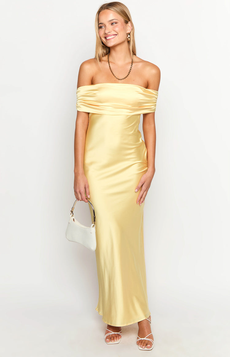 Seraphina Yellow Off The Shoulder Maxi Dress — 3