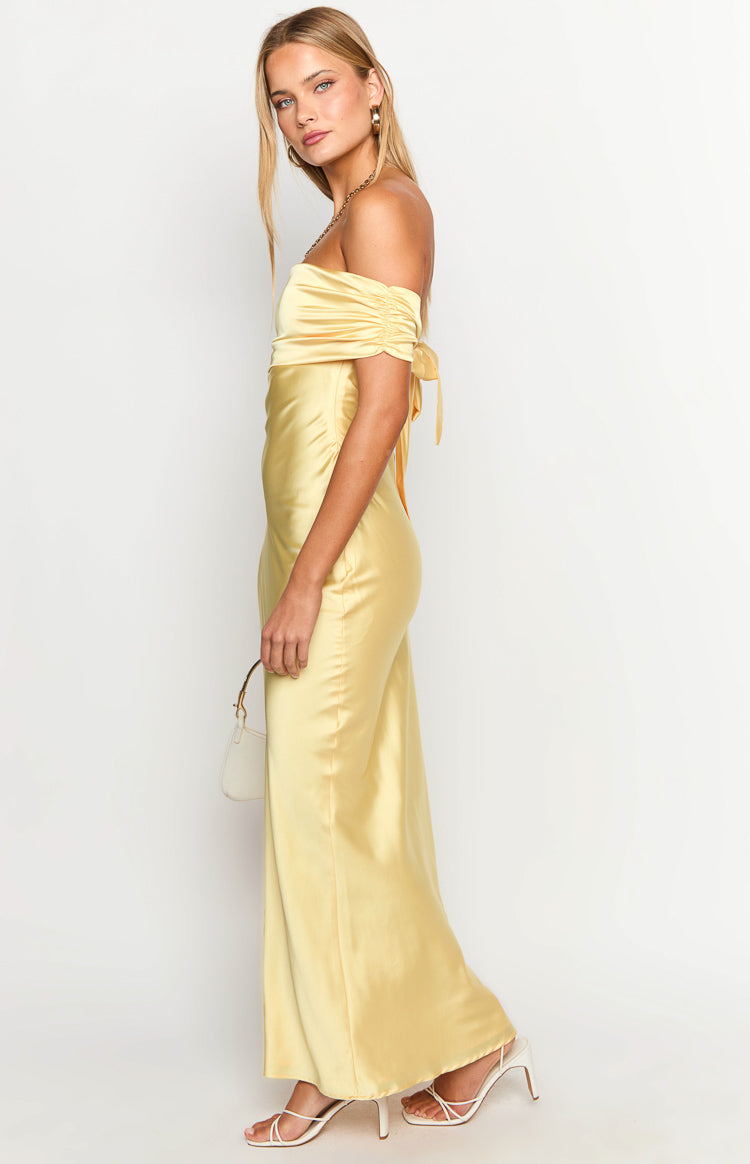 Seraphina Yellow Off The Shoulder Maxi Dress — 4