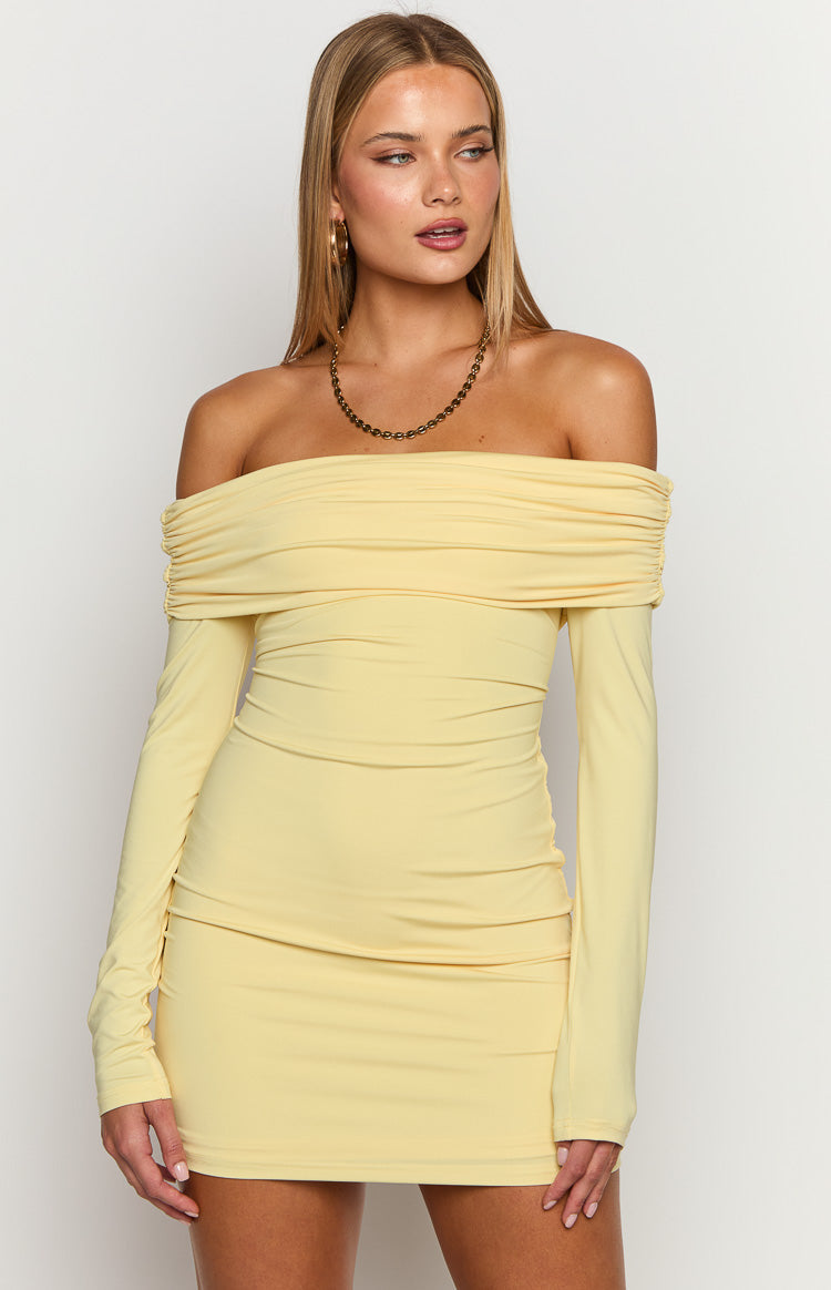 Junie Yellow Long Sleeve Mini Dress — 1