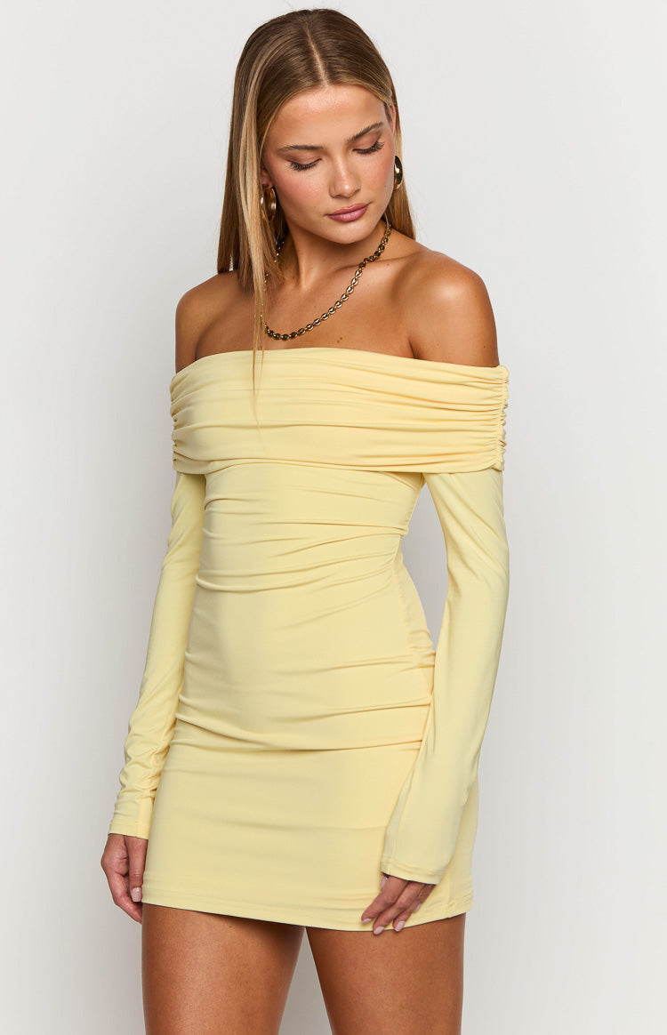 Junie Yellow Long Sleeve Mini Dress — 4