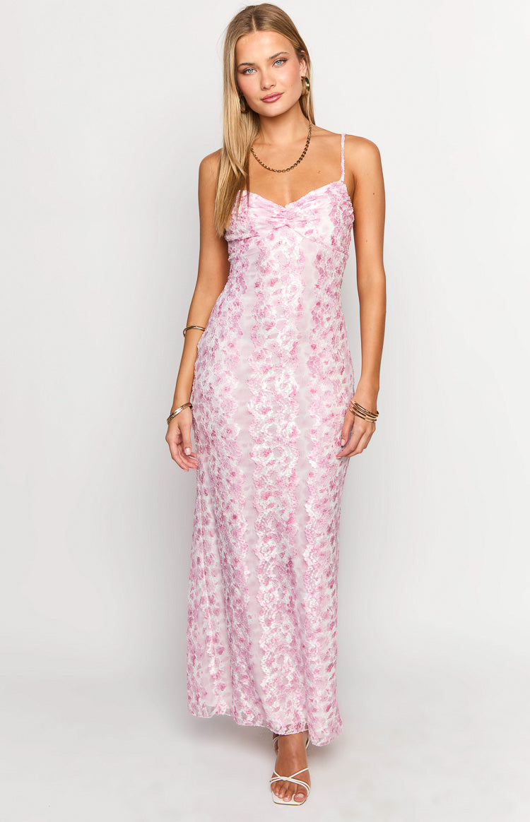 Alanna Pink Lace Maxi Dress — 3