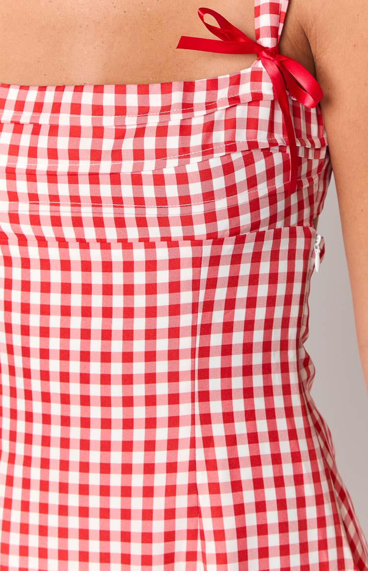 Layla Red Gingham Tie Back Mini Dress — 6