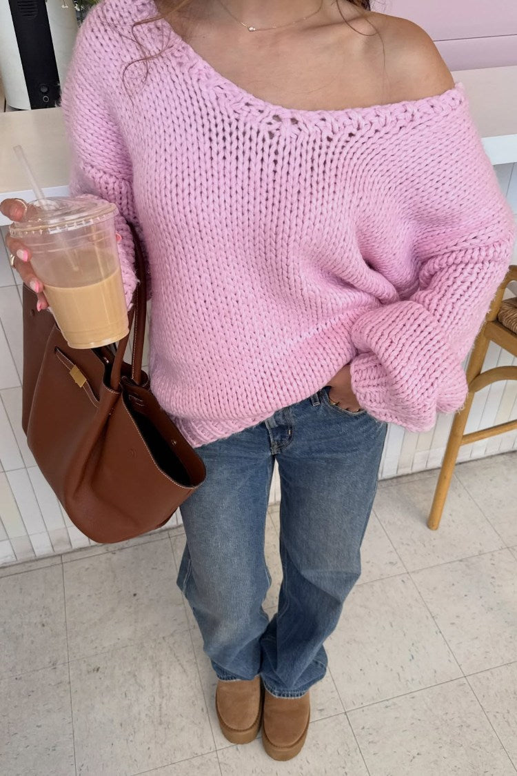 Delvey Light Pink Chunky Knit Sweater — 7