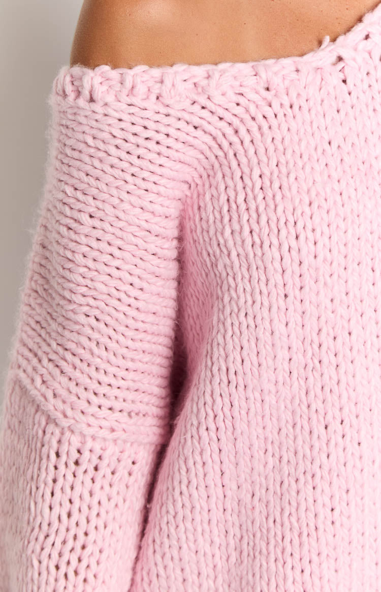 Delvey Light Pink Chunky Knit Sweater — 14