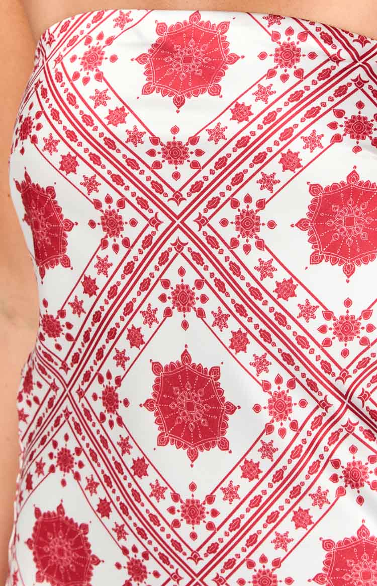 Ellie Red Tile Print Mini Dress — 6