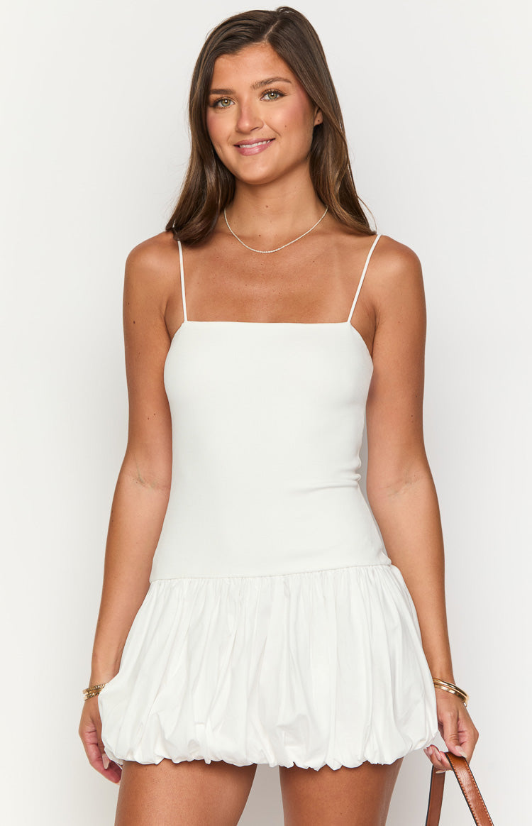 Memories White Bubble Mini Dress — 1
