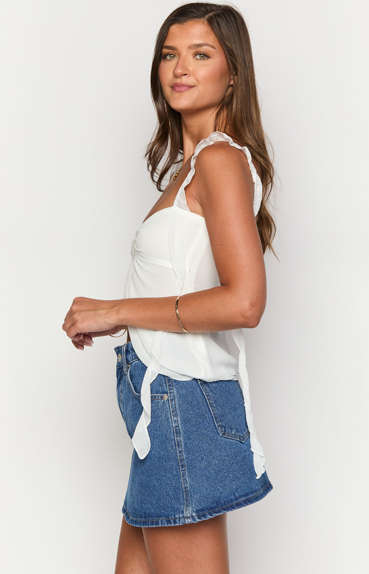 Raquelle Mid Wash Denim Mini Skirt — 4