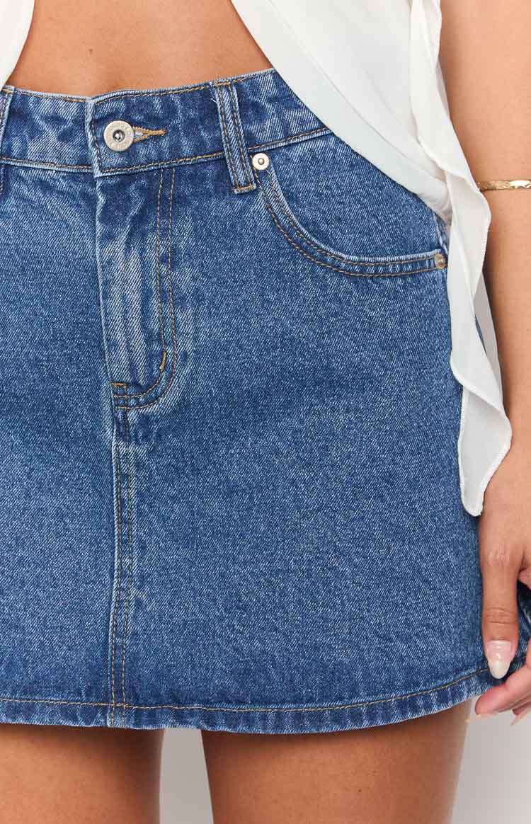 Raquelle Mid Wash Denim Mini Skirt — 6