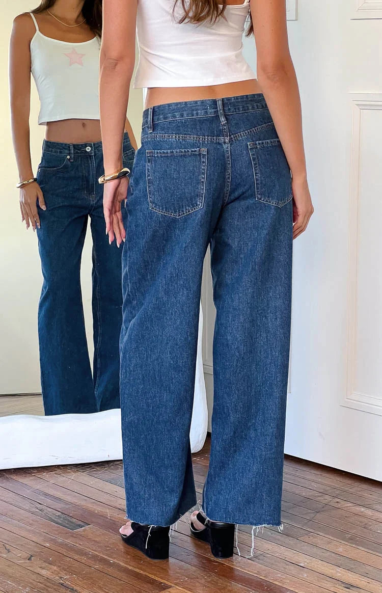 She's Yours Mid Wash Denim Wide Leg Boyfriend Jeans — 12