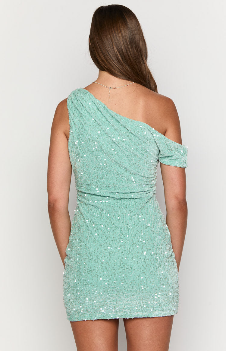 Dayton Teal Sequin Mini Dress — 6