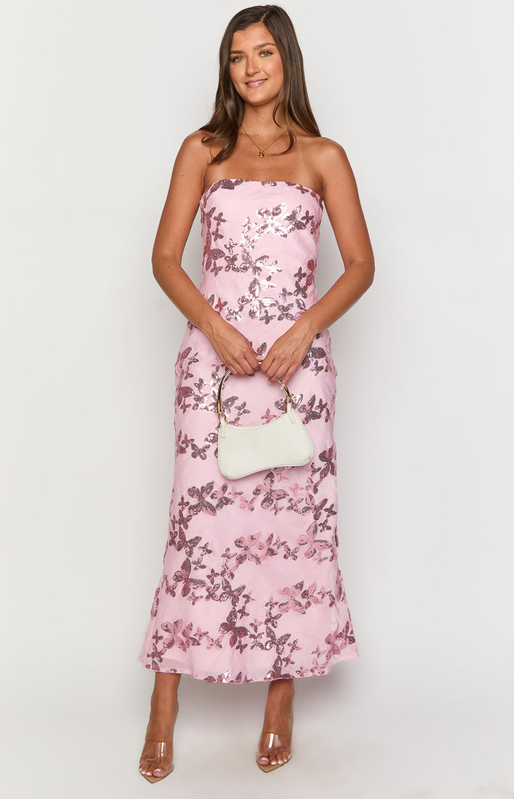 Tari Pink Butterfly Sequin Maxi Dress — 3