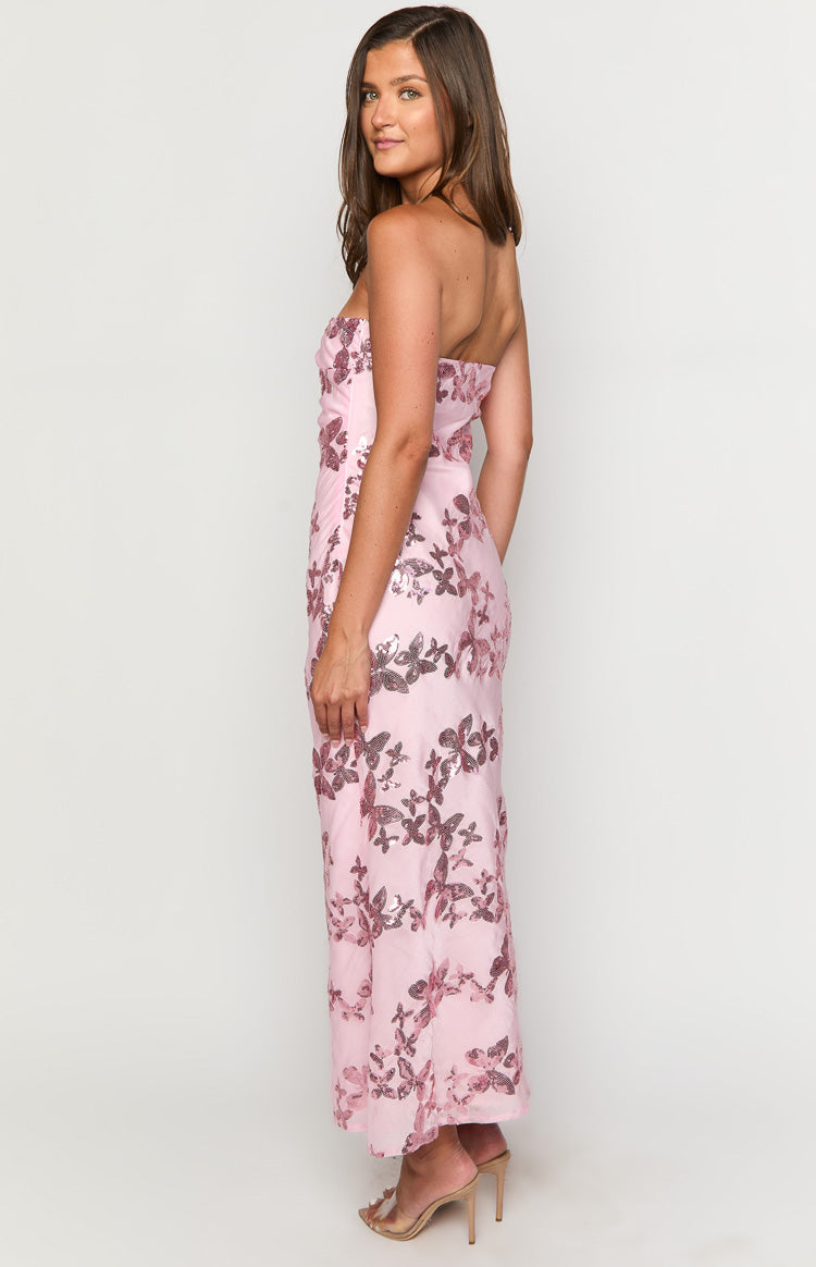 Tari Pink Butterfly Sequin Maxi Dress — 5