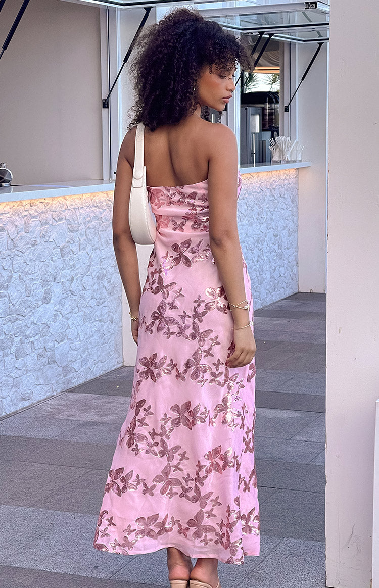 Tari Pink Butterfly Sequin Maxi Dress — 7