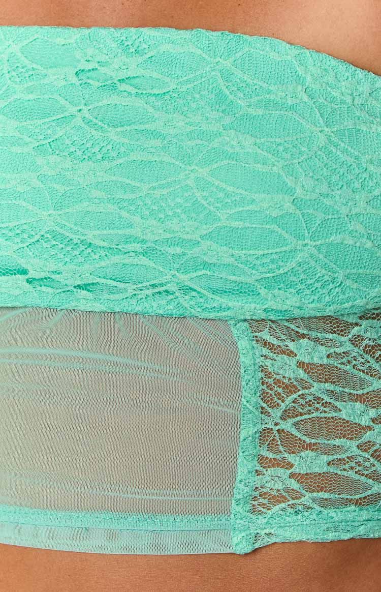 Stay Teal Strapless Lace Corset Top — 6