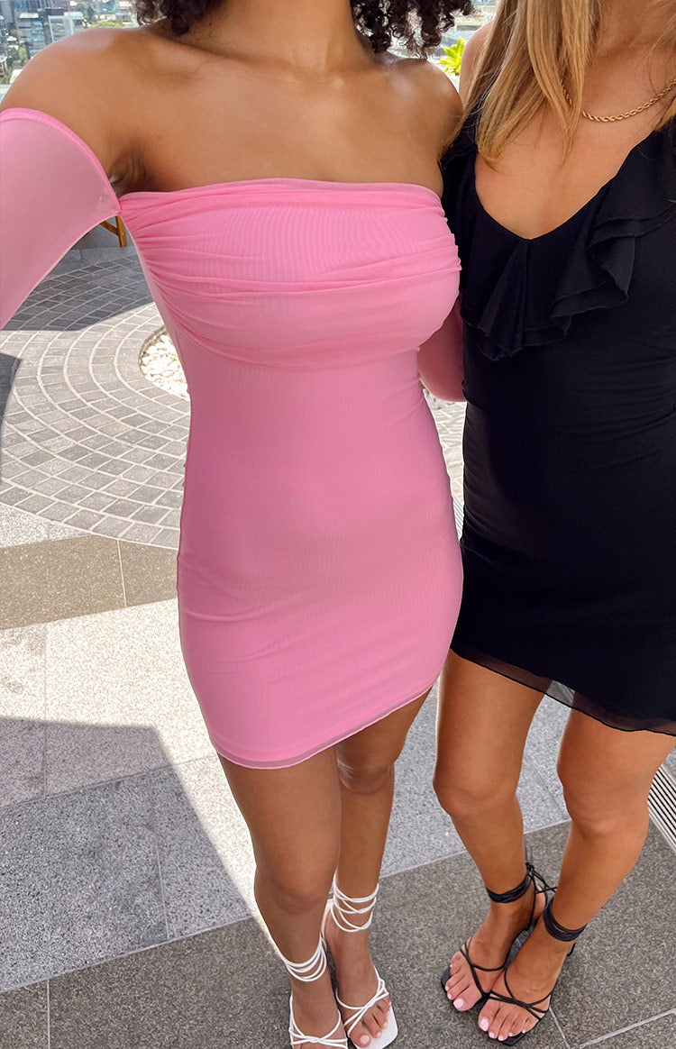 Kaliana Pink Off The Shoulder Mini Dress — 7