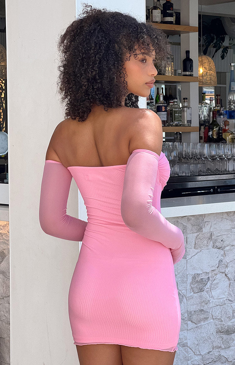 Kaliana Pink Off The Shoulder Mini Dress — 10