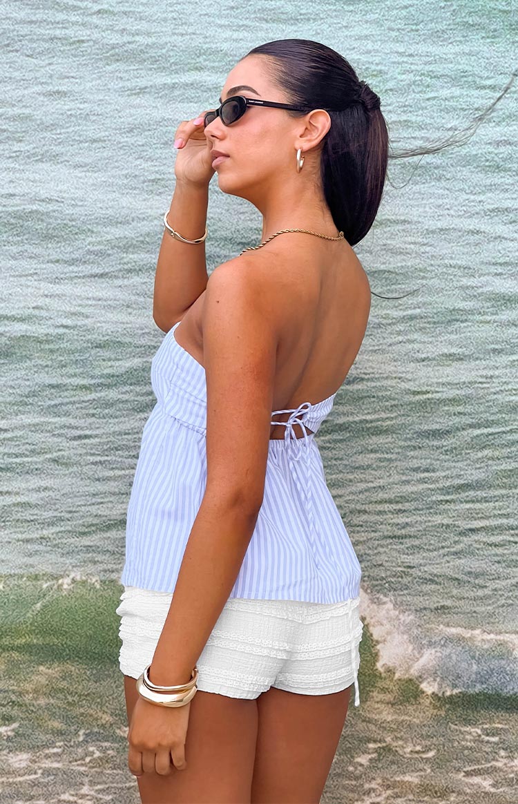 Klee Light Blue Strapless Tie Back Top — 18