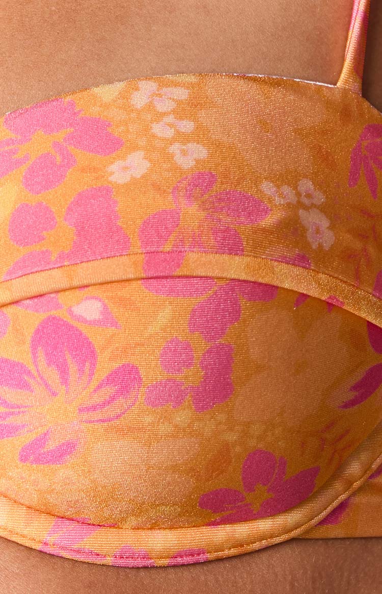 9.0 Swim Bianca Orange Floral Bikini Top — 6