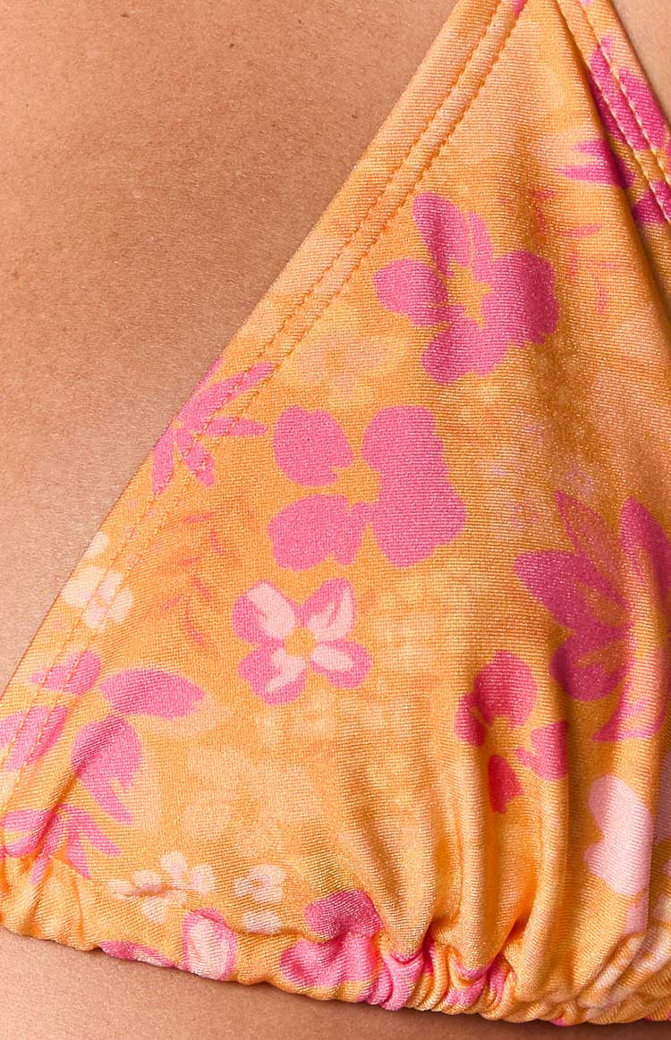 9.0 Swim Oceania Orange Floral Triangle Bikini Top — 7