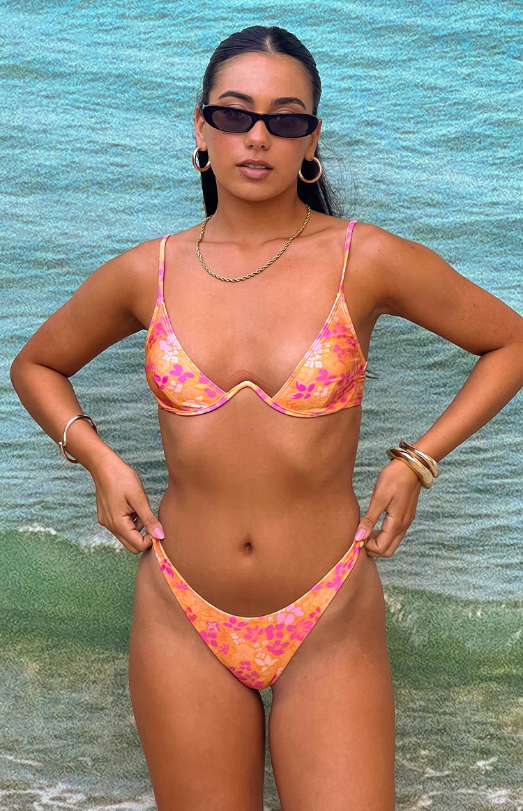 9.0 Swim Bianca Orange Floral Bikini Bottoms — 9