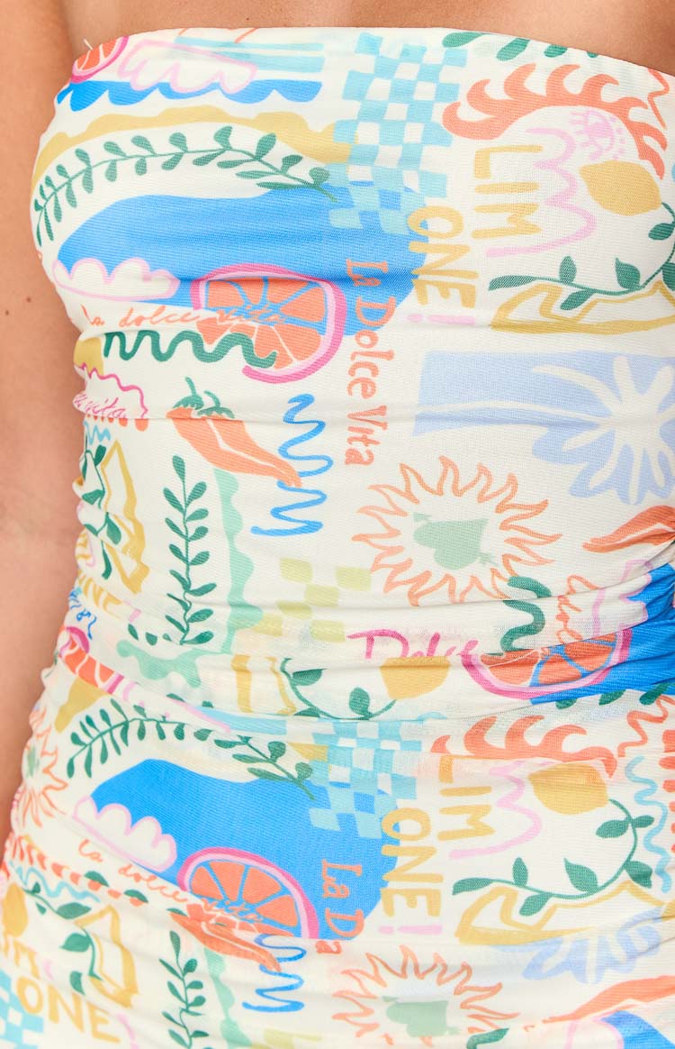 Nadi Dolce Print Gathered Strapless Mini Dress — 6
