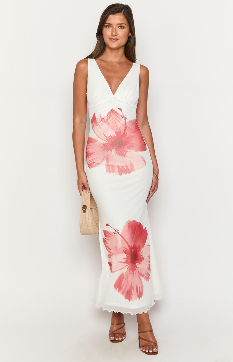 Beck White Floral Print Maxi Dress — 6