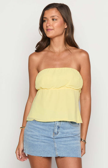 Lou Lou Yellow Strapless Top — 1