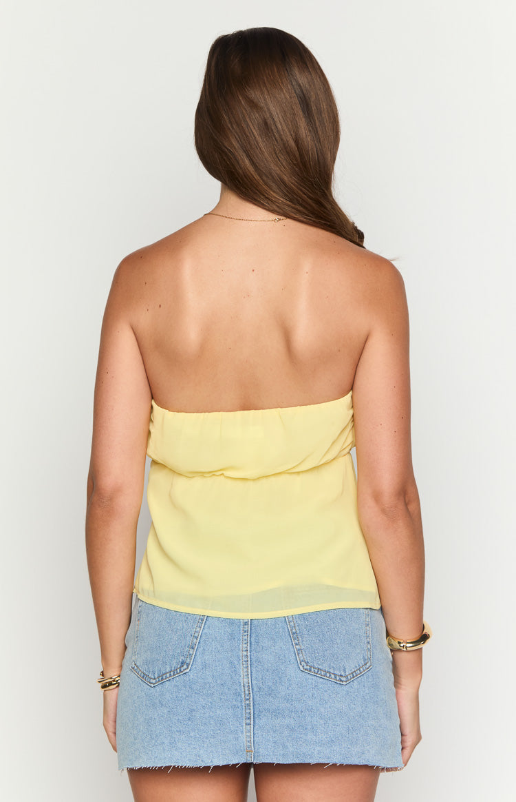 Lou Lou Yellow Strapless Top — 4