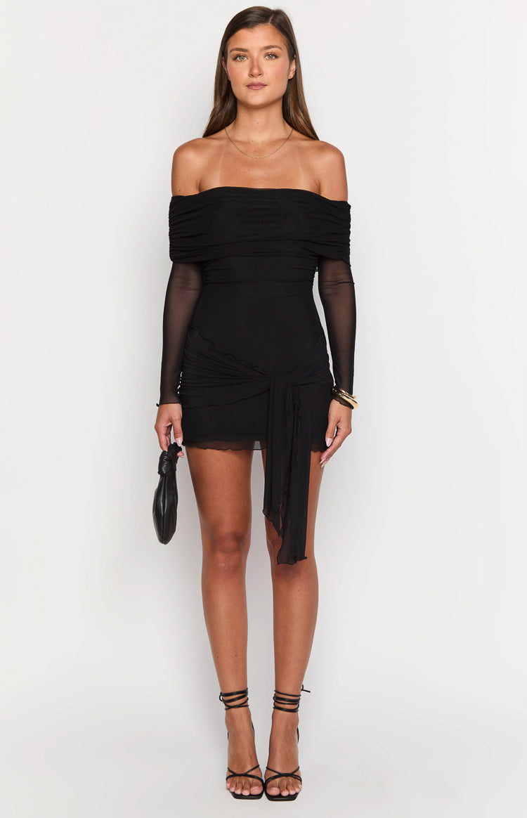 Paige Black Off The Shoulder Mini Dress — 3