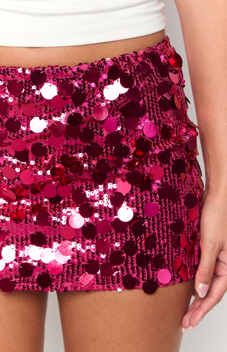 Emiko Pink Sequin Mini Skirt — 7